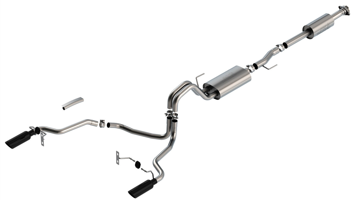 Borla Cat-Back Exhaust, Truck Single Split Rear Exit, 4" Tips – 2021-2026 F-150 5.0L (140867)