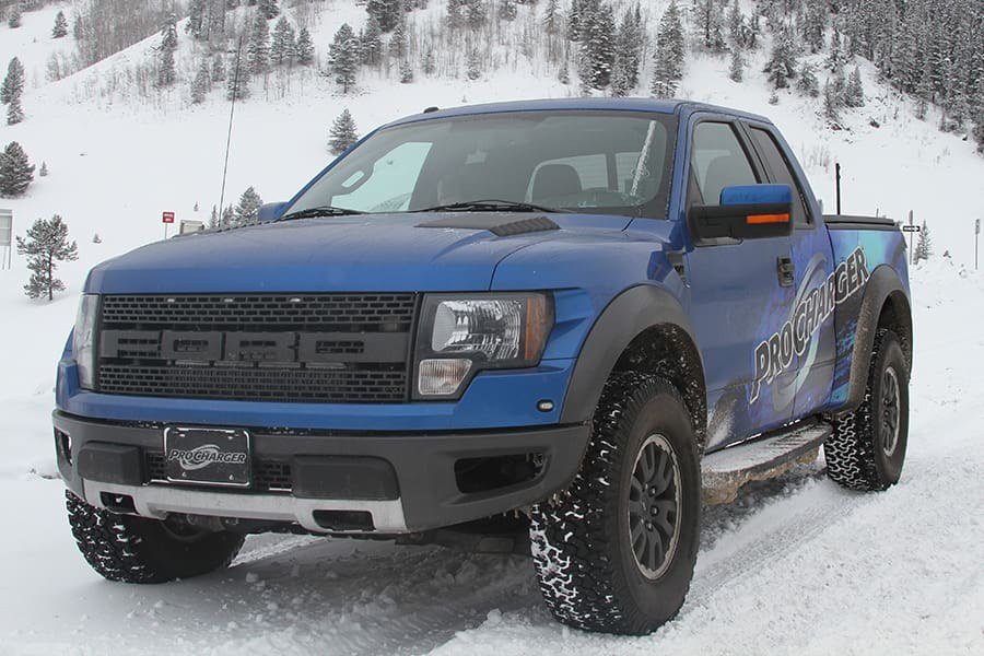 Alternate view of a ProCharger-equipped 2010-14 Ford F-150 SVT Raptor (6.2, 5.4 3V)