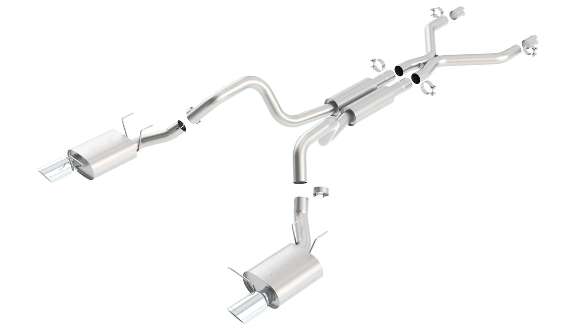 Borla Cat-Back Exhaust, Single Split Rear Exit, 4.5" Tips – 2011-2012 Mustang GT 5.0L/ 2011-2012 Shelby GT500 5.4L Supercharged