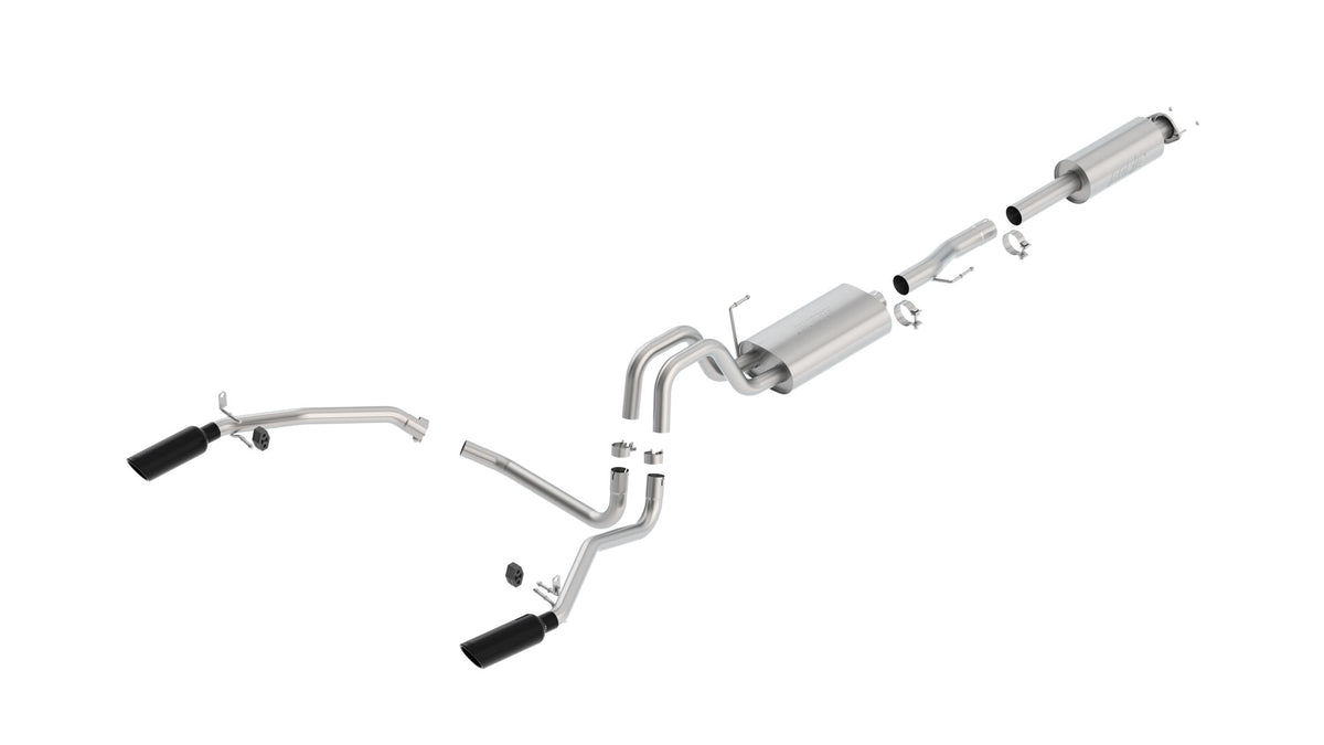 Borla Cat-Back Exhaust, Truck Single Split Rear Exit, 4" Tips – 2011-2014 F-150 5.0L