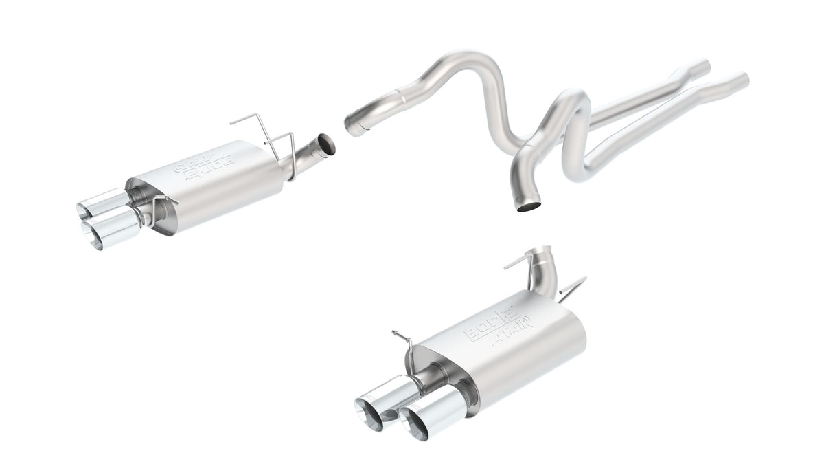 Borla Cat-Back Exhaust, Dual Split Rear Exit, 4" Tips – 2013-2014 Shelby GT500 5.8L