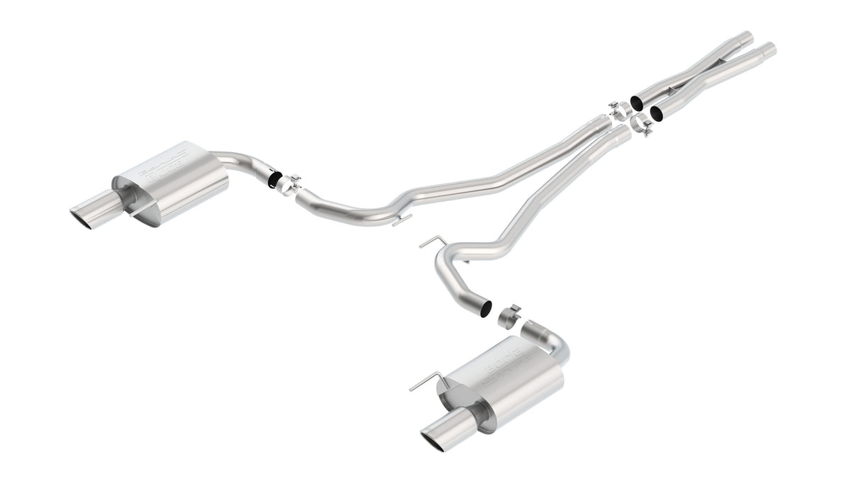 Borla Cat-Back Exhaust, Single Split Rear Exit, 4" Tips – 2015-2017 Mustang GT/ GT Convertible 5.0L