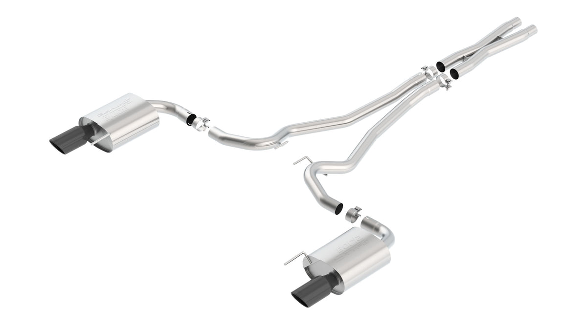 Borla Cat-Back Exhaust, Single Split Rear Exit, 4" Tips – 2015-2017 Mustang GT/ GT Convertible 5.0L