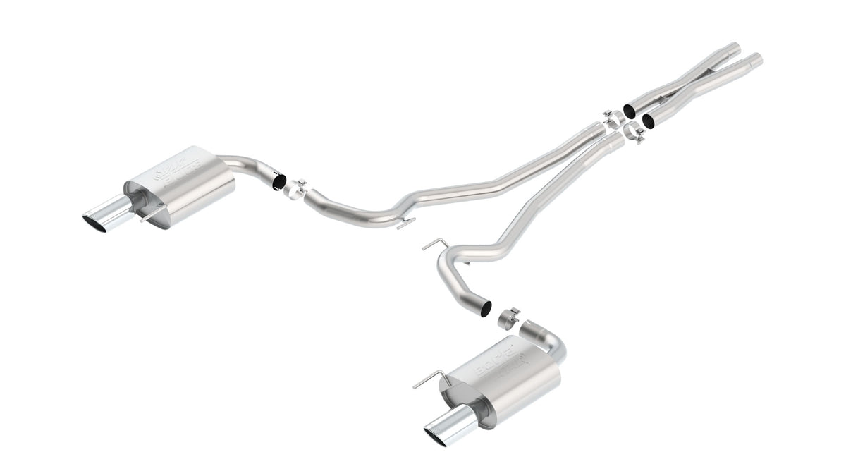 Borla Cat-Back Exhaust, Single Split Rear Exit, 4" Tips – 2015-2017 Mustang GT/ GT Convertible 5.0L