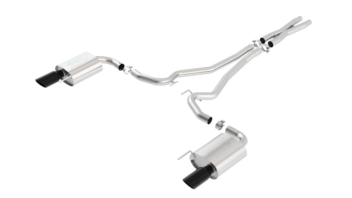 Borla Cat-Back Exhaust, Single Split Rear Exit, 4" Tips – 2015-2017 Mustang GT/ GT Convertible 5.0L