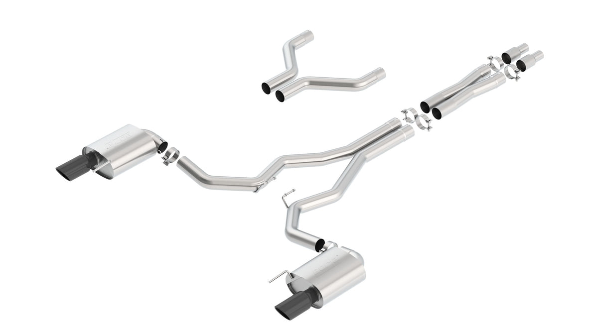 Borla Cat-Back Exhaust, Single Split Rear Exit, 4" Tips – 2015-2017 Mustang GT 5.0L