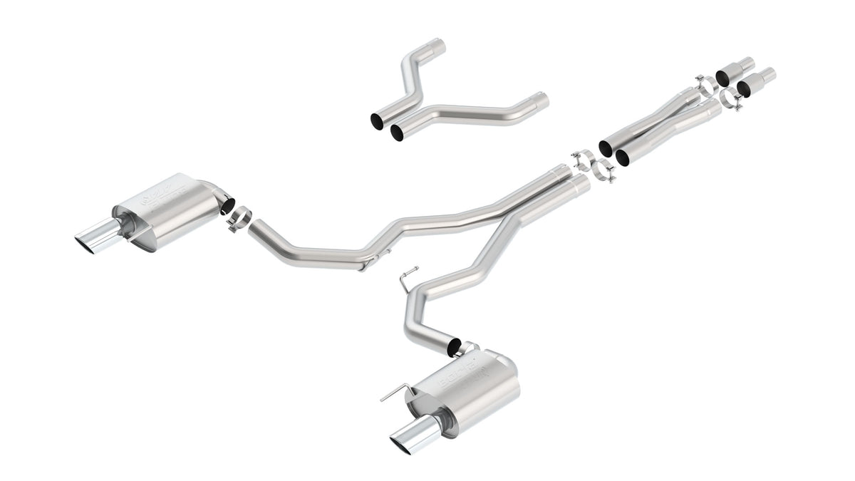 Borla Cat-Back Exhaust, Single Split Rear Exit, 4" Tips – 2015-2017 Mustang GT 5.0L