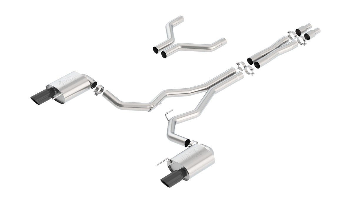 Borla Cat-Back Exhaust, Single Split Rear Exit, 4" Tips – 2015-2017 Mustang GT 5.0L