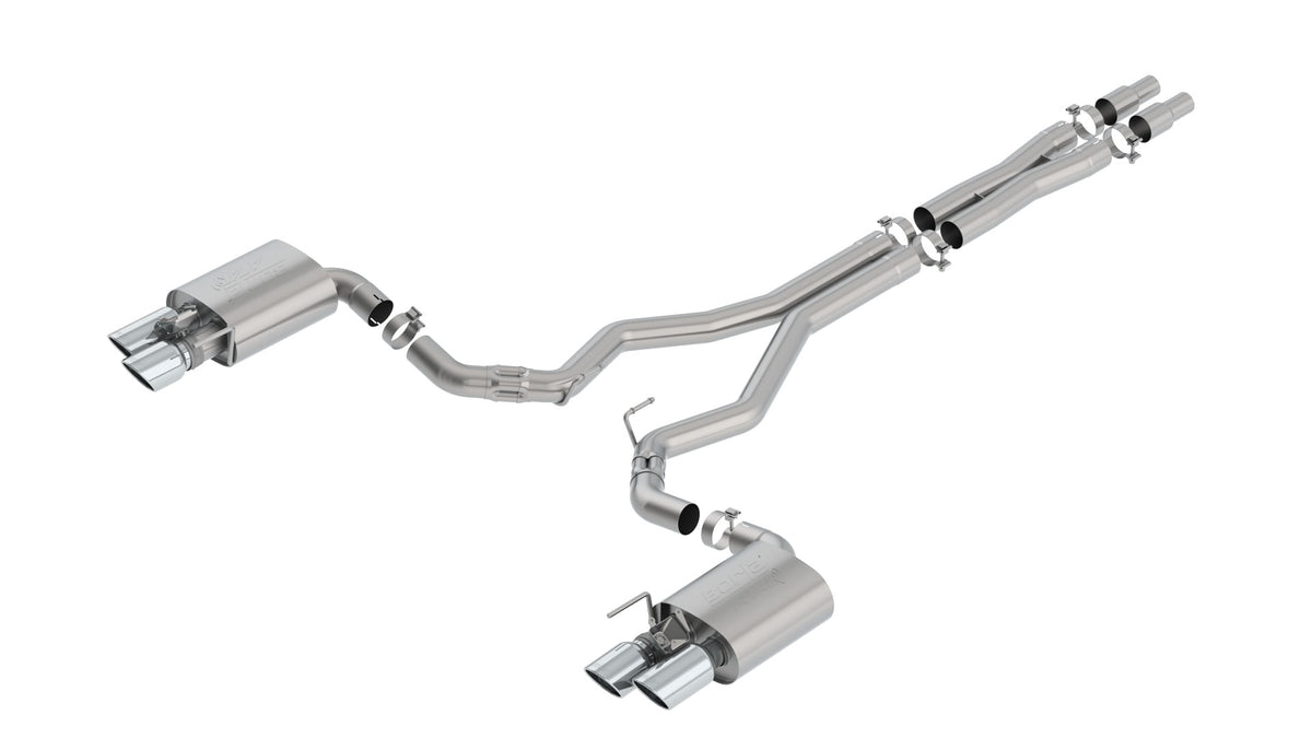 Borla Cat-Back Exhaust, Dual Split Rear Exit, 4" Tips – 2018-2023 Mustang GT (Incl. Bullitt Models) 5.0L
