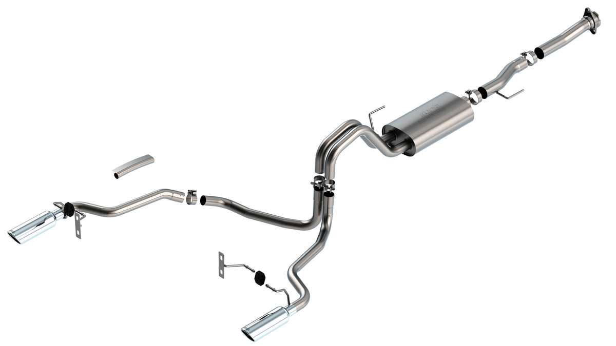 Borla Cat-Back Exhaust, Truck Single Split Rear Exit, 4" Tips – 2021-2026 F-150 5.0L (140869)
