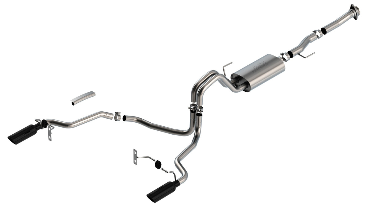 Borla Cat-Back Exhaust, Truck Single Split Rear Exit, 4" Tips – 2021-2026 F-150 5.0L (140869)