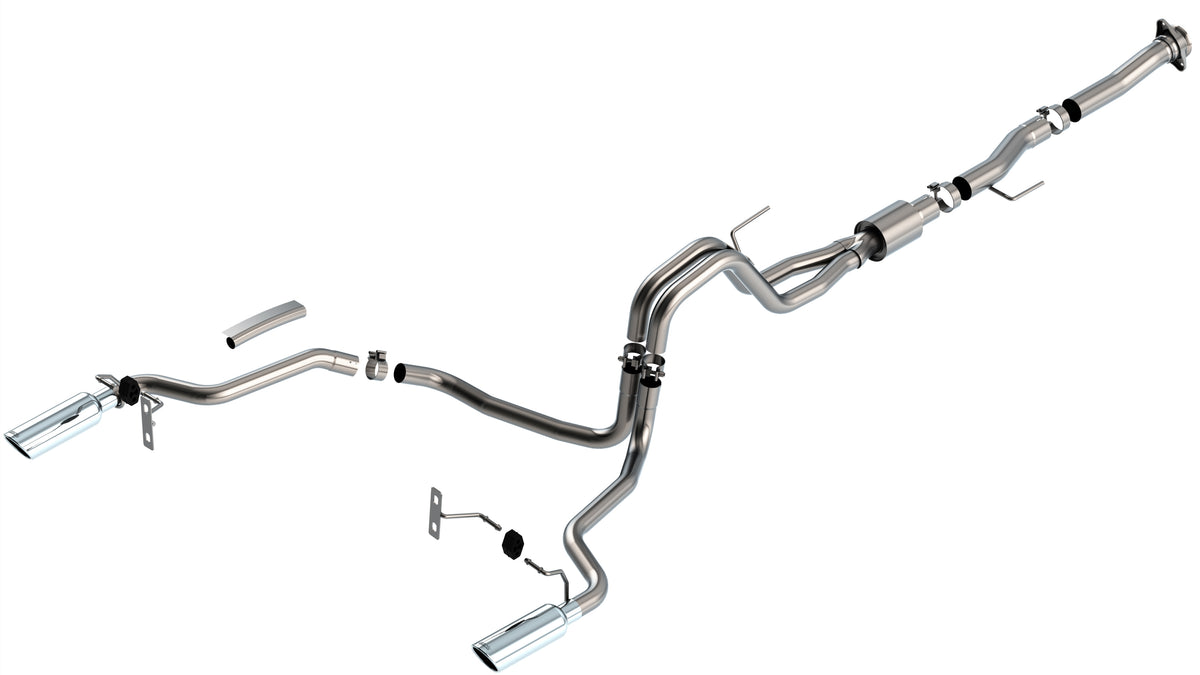 Borla Cat-Back Exhaust, Truck Single Split Rear Exit, 4" Tips – 2021-2026 F-150 5.0L (140869)