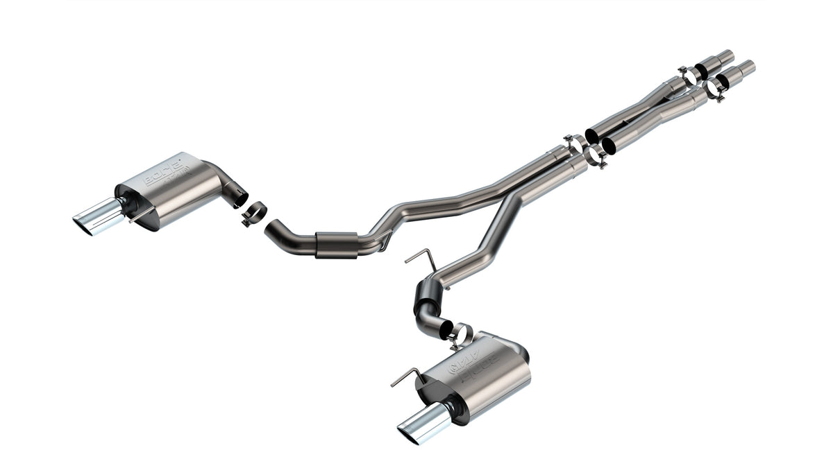 Borla Cat-Back Exhaust, Single Split Rear Exit, 4" Tips – 2024-2026 Mustang GT 5.0L