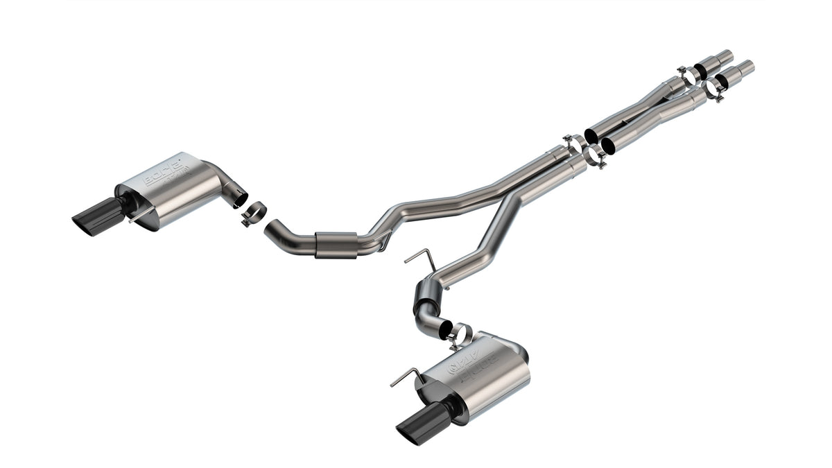 Borla Cat-Back Exhaust, Single Split Rear Exit, 4" Tips – 2024-2026 Mustang GT 5.0L