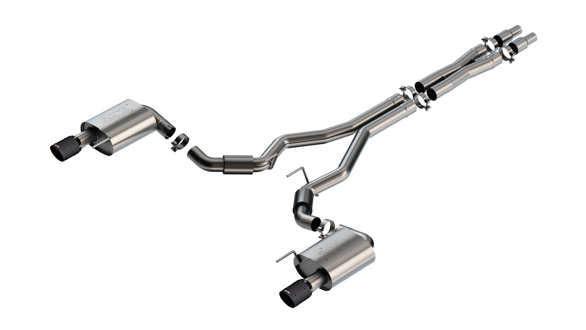 Borla Cat-Back Exhaust, Single Split Rear Exit, 4" Tips – 2024-2026 Mustang GT 5.0L