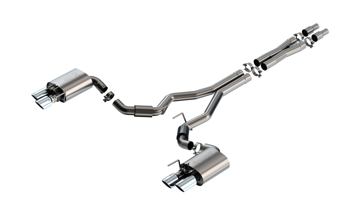Borla Cat-Back Exhaust, Dual Split Rear Exit, 4" Tips – 2024-2026 Mustang GT 5.0L (140963)
