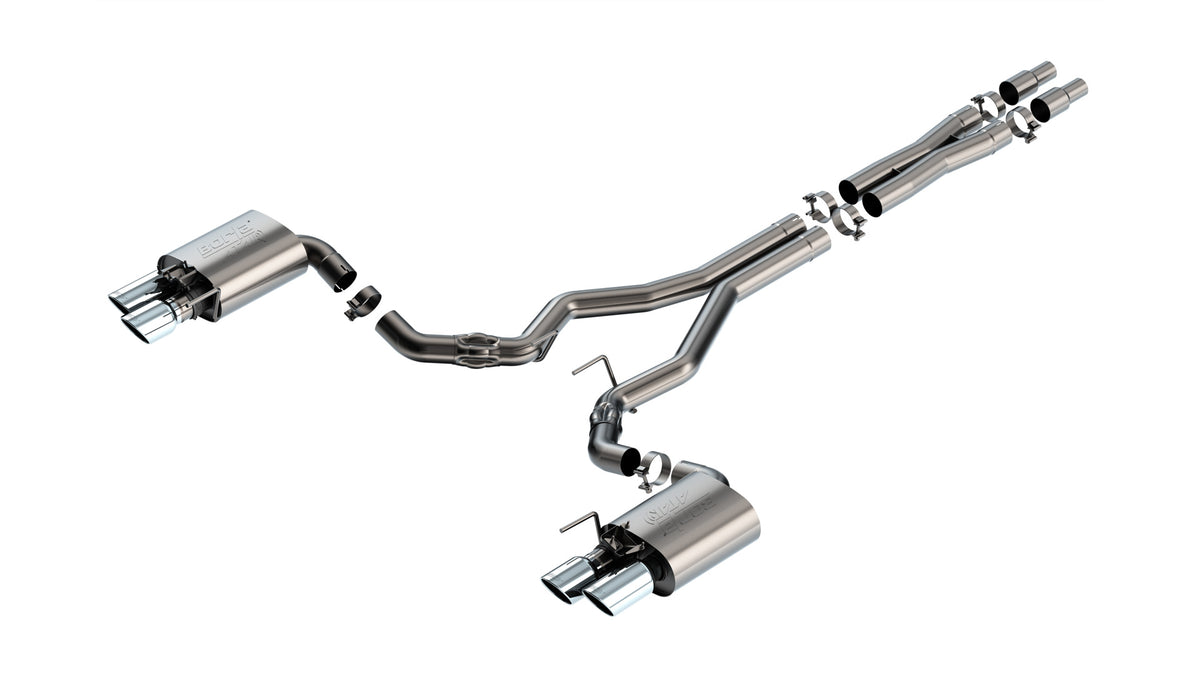 Borla Cat-Back Exhaust, Dual Split Rear Exit, 4" Tips – 2024-2026 Mustang GT 5.0L (140963)