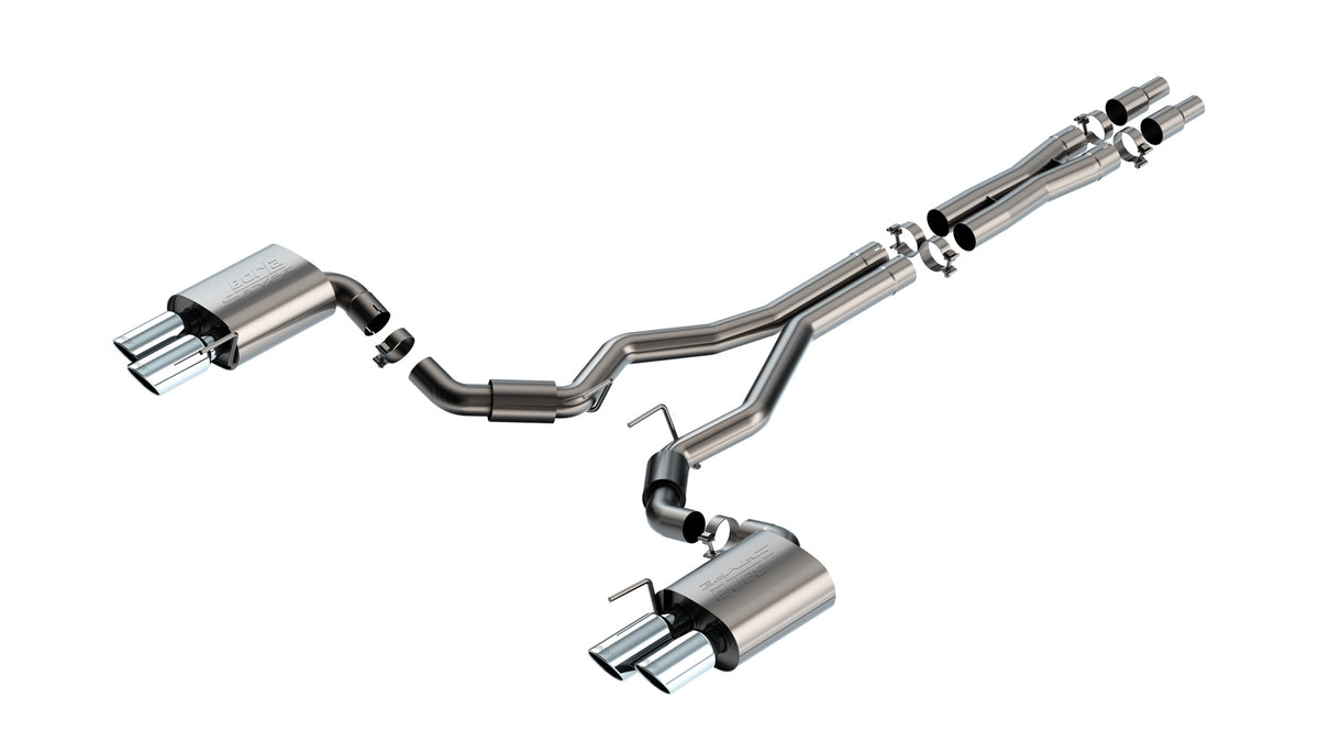 Borla Cat-Back Exhaust, Dual Split Rear Exit, 4" Tips – 2024-2026 Mustang GT 5.0L (140970)