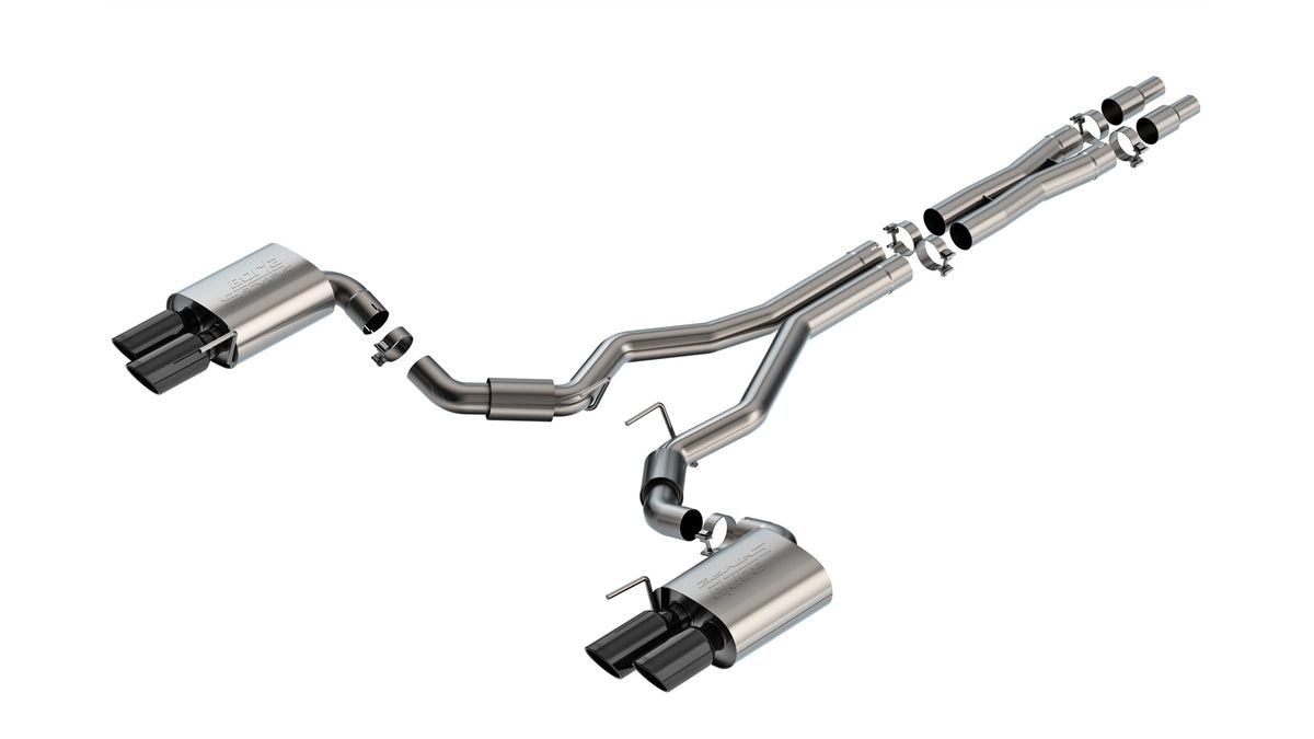 Borla Cat-Back Exhaust, Dual Split Rear Exit, 4" Tips – 2024-2026 Mustang GT 5.0L (140970)