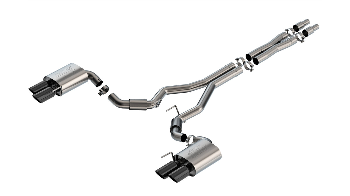 Borla Cat-Back Exhaust, Dual Split Rear Exit, 4" Tips – 2024-2026 Mustang GT 5.0L (140970)