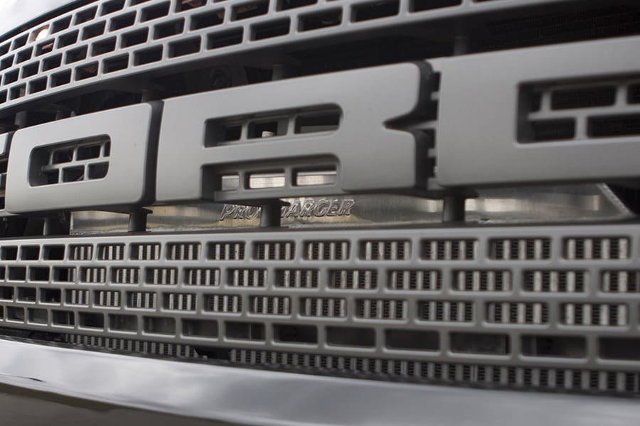 2010-14 Ford F-150 SVT Raptor (6.2, 5.4 3V) engine bay with ProCharger supercharger