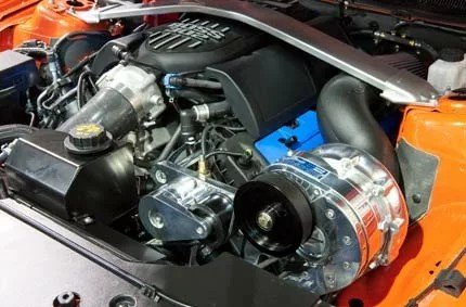 Alternate view of a ProCharger-equipped 2012-13 Boss 302 Mustang (5.0 4V)