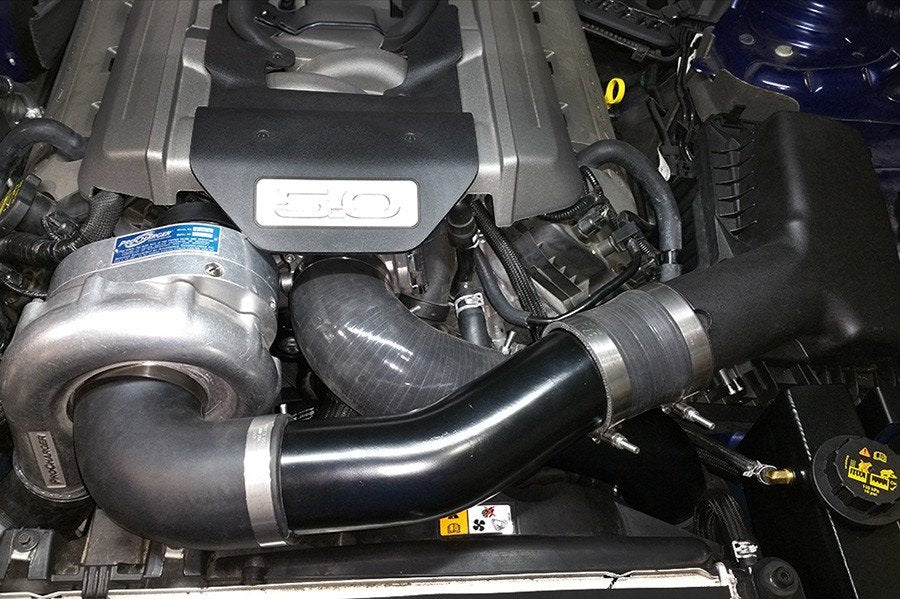2015-17 Mustang GT (5.0 4V) engine bay with ProCharger supercharger