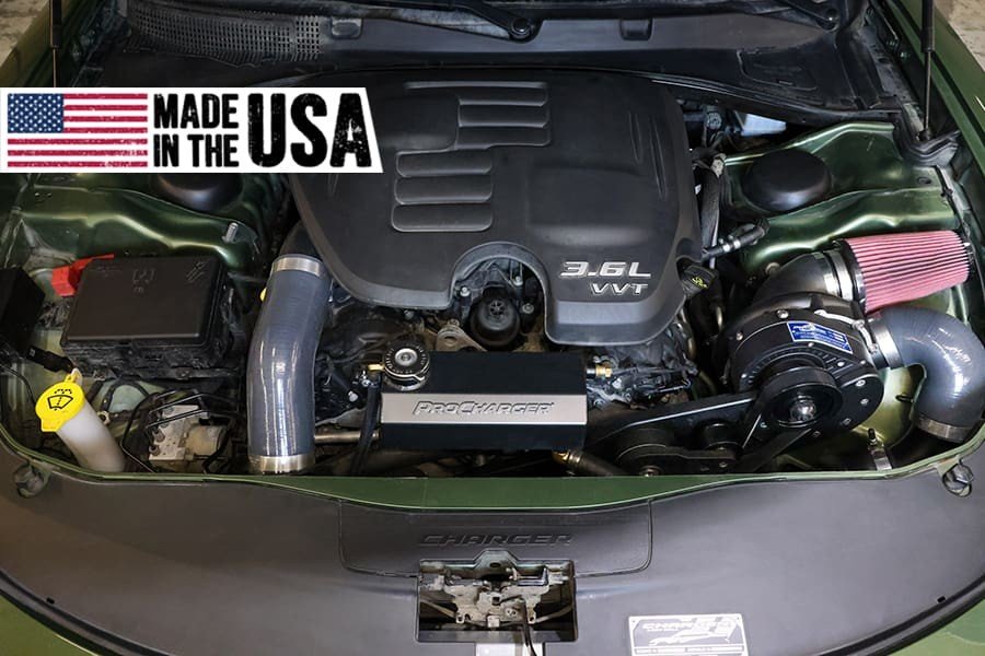 ProCharger supercharger system installed in a 2015-22 Dodge Charger V6 (3.6)