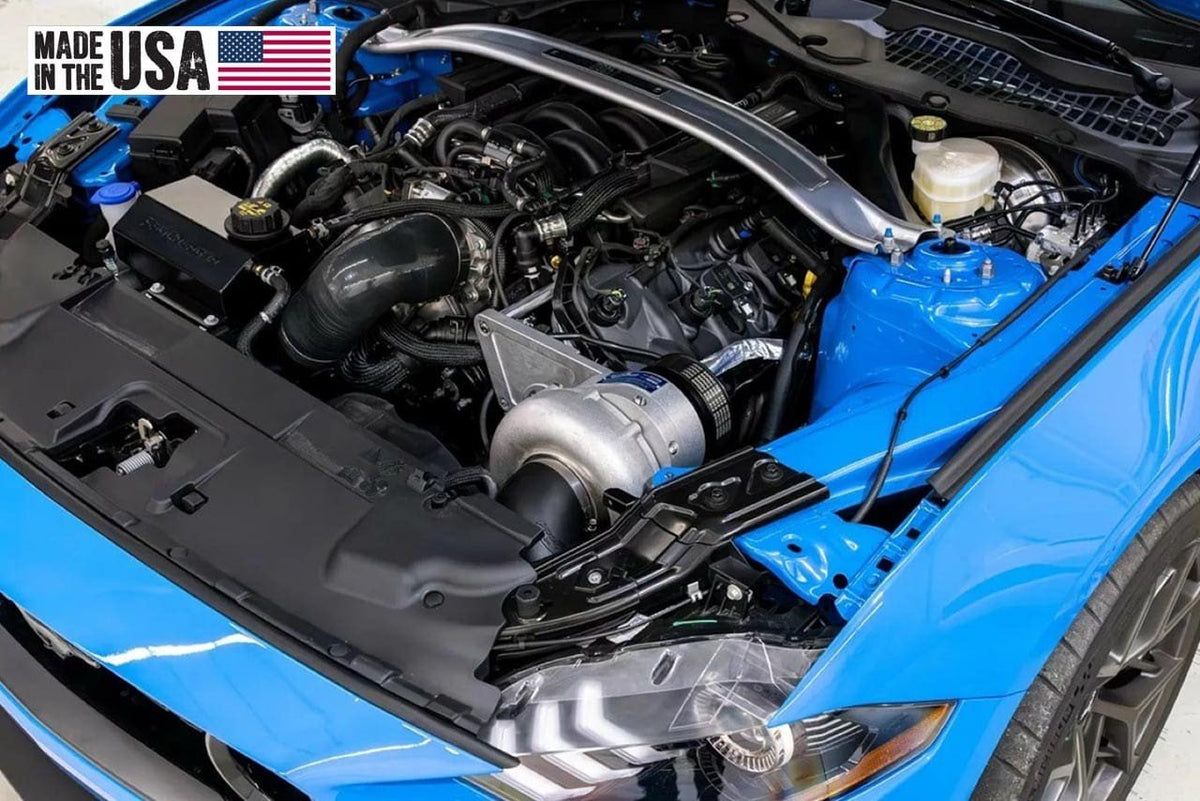 ProCharger supercharger system installed in a 2018-23 Mustang GT, Mach 1, Bullitt, California Special (5.0 4V)