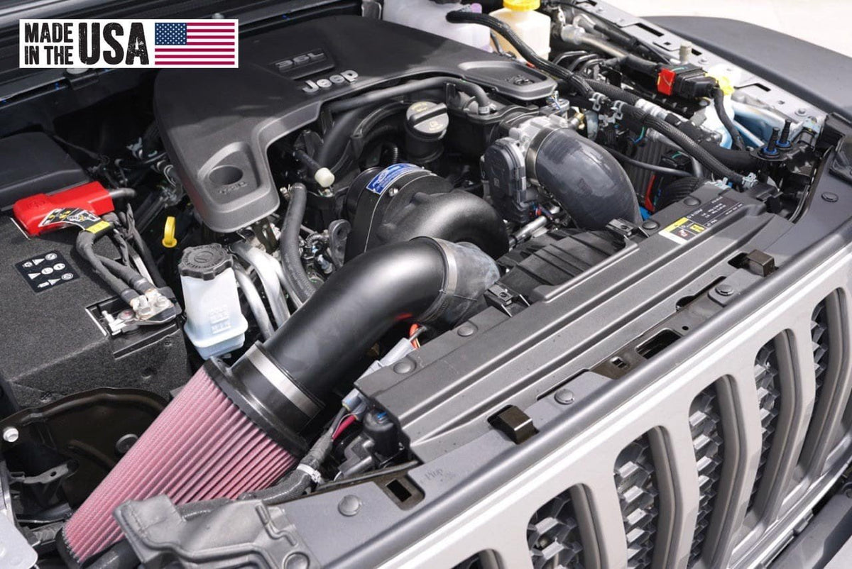 ProCharger supercharger system installed in a 2020-25 Jeep Gladiator JT (3.6)